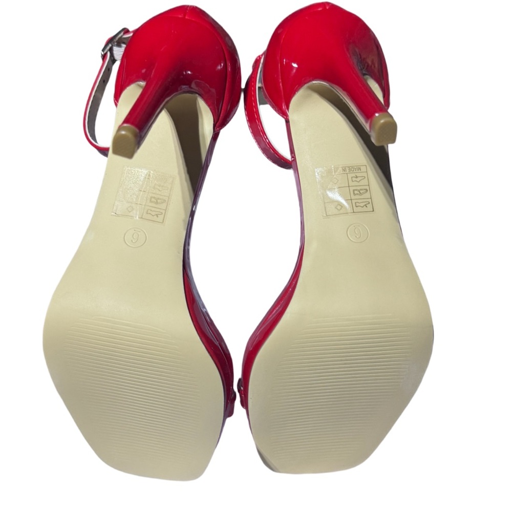 NWT Elisabet Tang Strappy Sling Back Stiletto Open Square Toe 4” Heels Sz 6 - Picture 6 of 8